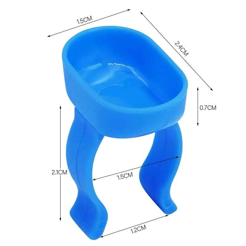 10pcs Dental Mixing Finger Ring Bowl Cup Plastic Silicone Holder Random Color Dappen Dish Prophy Paste Rings Handy Tool