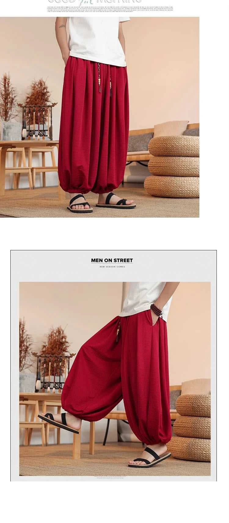 Summer Wide Leg Pants Men's Solid Color Casual Japanese Styles Harun Pants Men Fashion Loose Harajuku Lantern Trousers Plus Size The jack market .AU The jack market .AU Men Fashion $ 61 14:193#Red;5:361386#Asian M 50-60KG