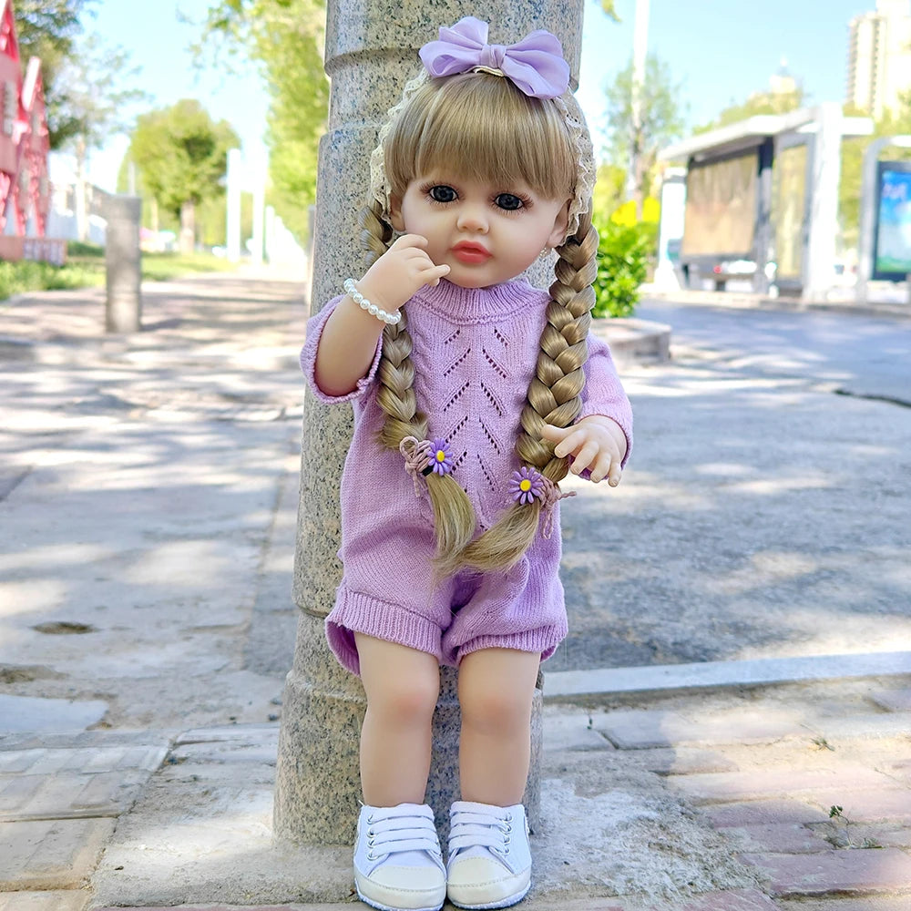 22Inch 55cm Finished Reborn Girl Dolls Full Soft Vinyl Simulation Doll Children Dress up Toy Birthday Christmas Gift