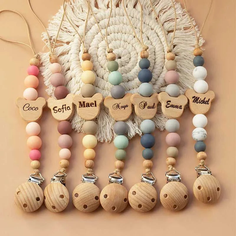 Custom Name Wooden Personalized Baby Pacifier Chain Silicone Bead Dummy Nipple Holder Guard Teether Pendant Newborn Gift Stuff The jack market .AU The jack market .AU Mum & Kids: Essential Products for Every Family $ 29 14:365016#NO.15
