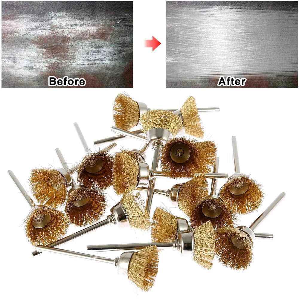 36/60Pcs Brass Brush Steel Wire Wheels Brushes Drill Rotary Tools Polishing Dremel Rotary Tools Metal Rust Removal Brush Set