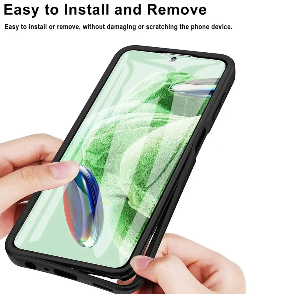 Redmi Note 13 Pro Plus Silicone Case - 360° Shockproof with Built-in Screen Protector for Redmi Note 12 Series