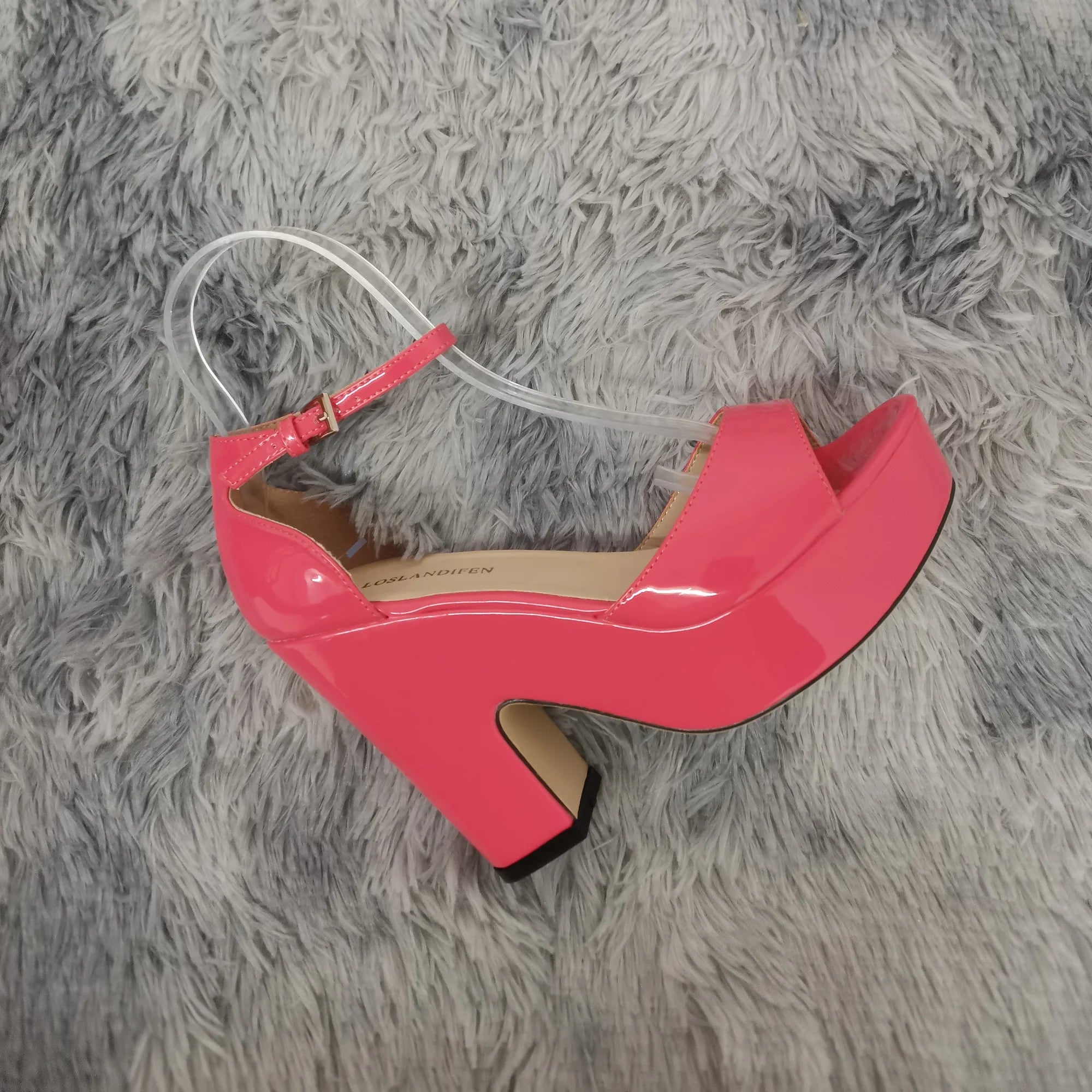 Women Sandals 2026 Summer Ankle Strap Pumps Colourful Sexy Peep Toe Square High Heels Flock Platform Wedding Pole Dancing Shoes