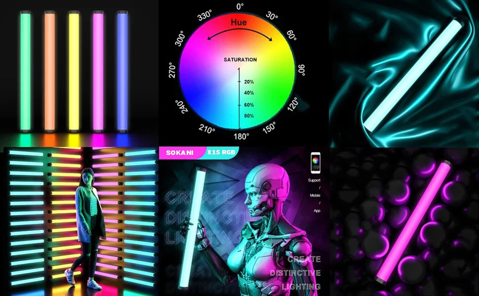Sokani X25 X8 X15 Handheld RGB Colorful Stick Light LED Light Wand CRI 95+ 2800K-10000K 3000mAh APP Control For YouTube Tiktok