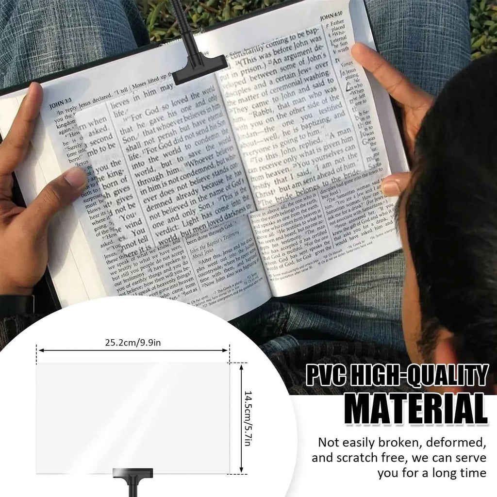 MagnifyPro Full-Page Magnifier - 4X & 5X Flexible Hands-Free Lens for Effortless Reading & Enhanced Clarity for All Ages