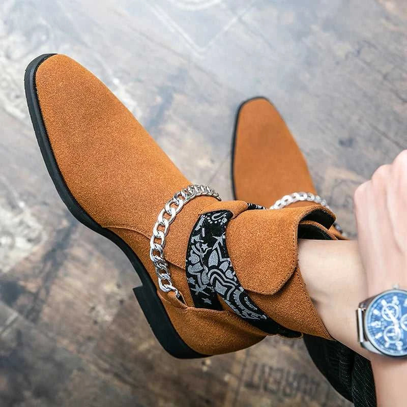 Black Men Short Boots Brown Flock Buckle Strap Round Toe Ankle Boots for Men Business Men Boots Zapatos Hombre The jack market .AU The jack market .AU Step Up Your Style: Trendy Shoes for Every Occasion! $ 106 14:100018786#brown;200000124:200000900