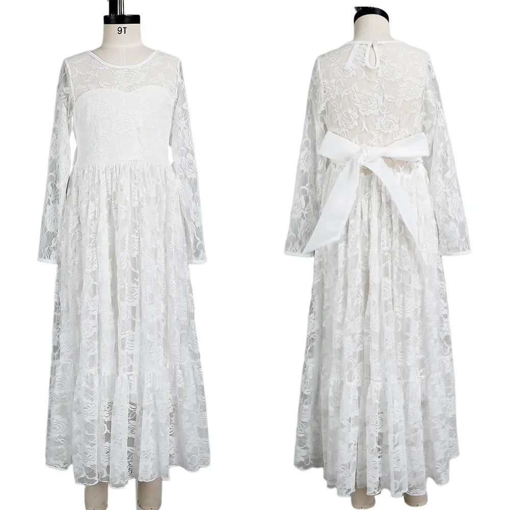 Princes Girls Lace Flower Girl Dress - Elegant Wedding Party Wear for Ages 2-12