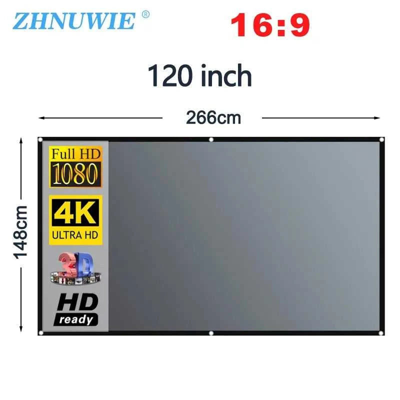 ZHNUWIE Projector Screen 16:9 Metal Anti Light Curtain Reflective Fabric Cloth For YG300 XGIMI H3 HALO Mogo Xiaomi DLP Projector The jack market .AU The jack market .AU Home $ 71 977:202689808