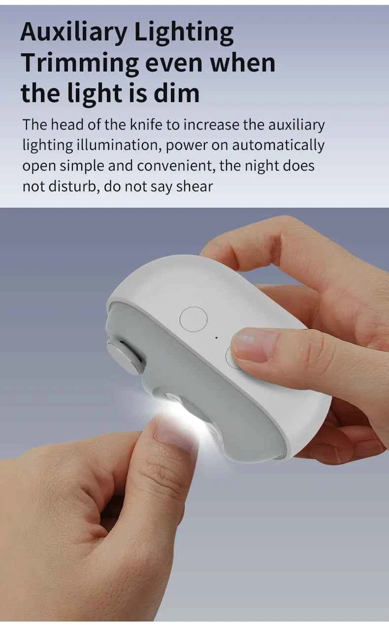 Rechargeable Electric Nail Clipper & Trimmer with Light - Portable Fingernail Cutter and Storage
