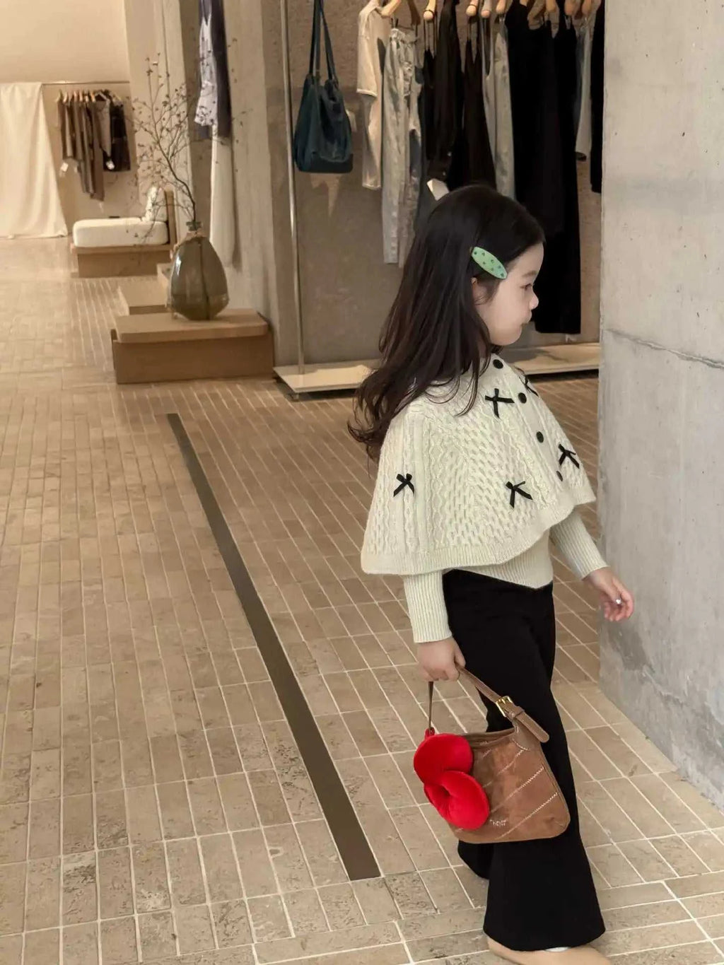 2025 Autumn New Children Clothing Korean Children Clothing Girls Retro Bow Sweater Cape Sweater Two Piece Set The jack market .AU The jack market .AU Mum & Kids: Essential Products for Every Family $ 35 14:193#pant;200000463:200004187#90cm