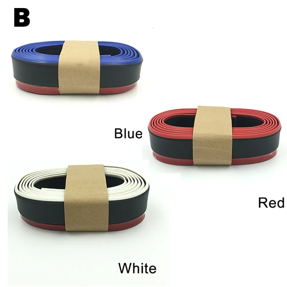 2.5M Car Front Bumper Lip Protector Carbon Fiber Rubber Splitter Chin Spoiler Side Skirt Rubber Anti Scratch Protector Body Kit