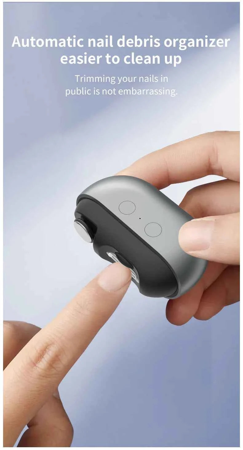 Rechargeable Electric Nail Clipper & Trimmer with Light - Portable Fingernail Cutter and Storage