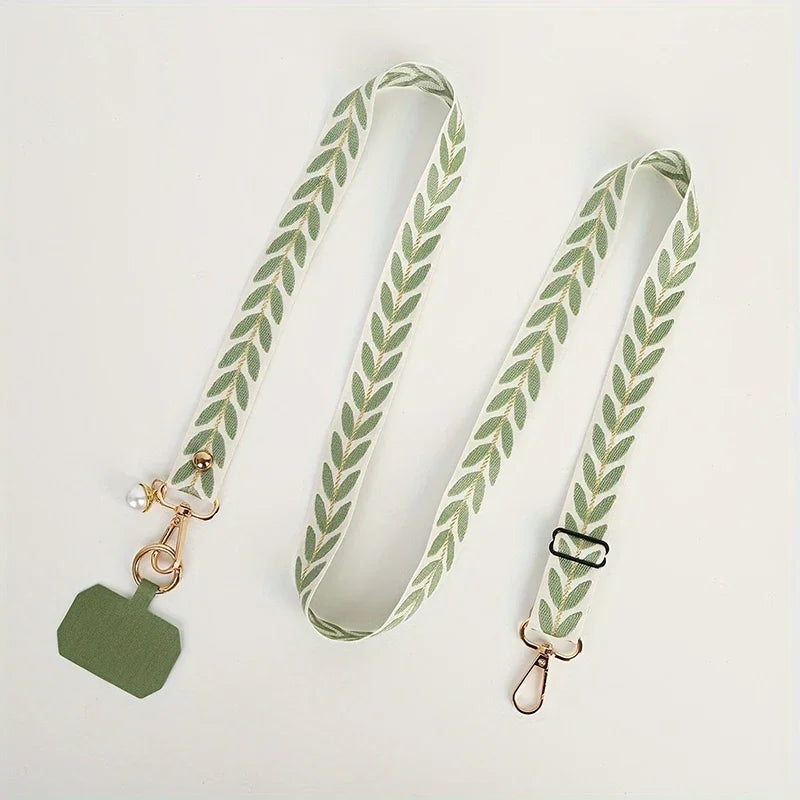 Adjustable Long Mobile Phone Lanyard Crossbody Card Neck Cord Clip Hang Lanyard Pearl Hanging Ornaments Charm Anti-lost Lanyard