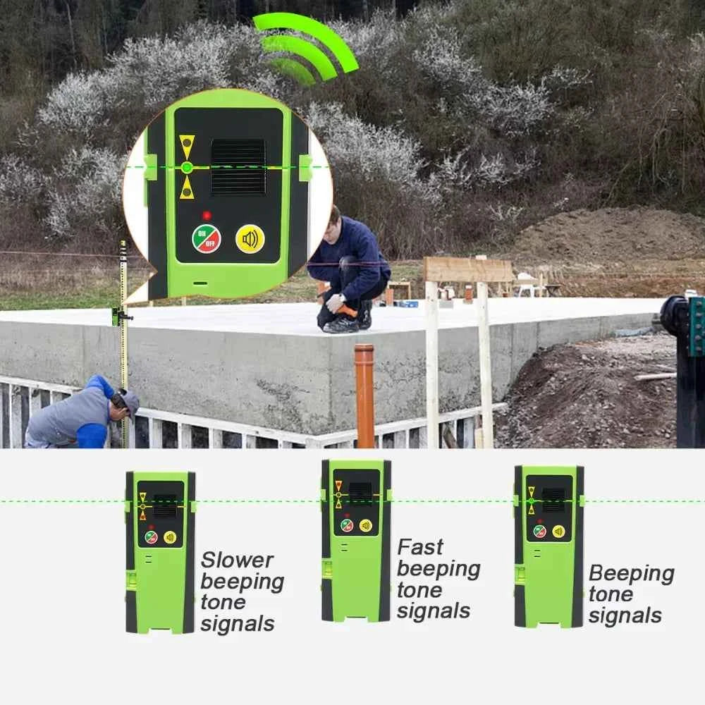Huepar Laser Detector - Digital Receiver with Three-Side LED Display & Pulse Mode for Precision Leveling