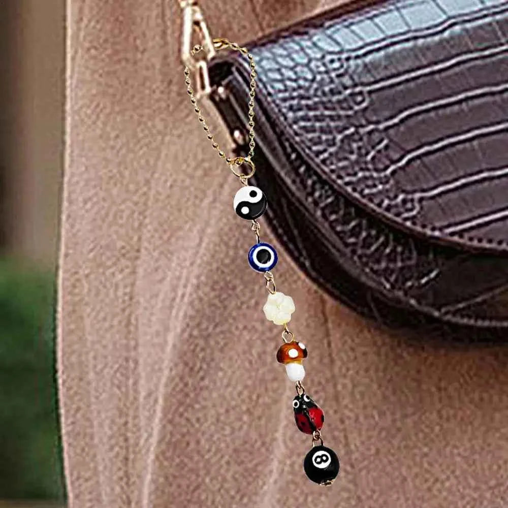 Devil's Eye Clover Mirror Pendant - Boho-Chic Demon Eye Charm for Lucky Rear View Car Accessory
