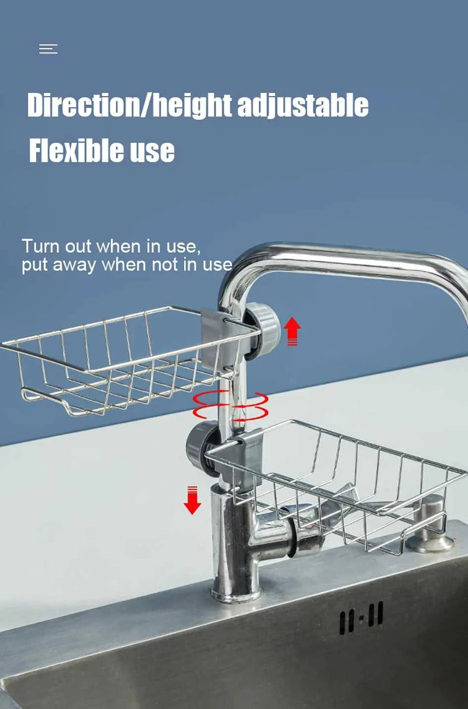 Kitchen Sink Drain Rack Sponge Storage Flexible Faucet Holder Soap Drainer Towel Rack Shelf Organizer Kitchen Accessories The jack market .AU The jack market .AU Home $ 50 14:29#silver