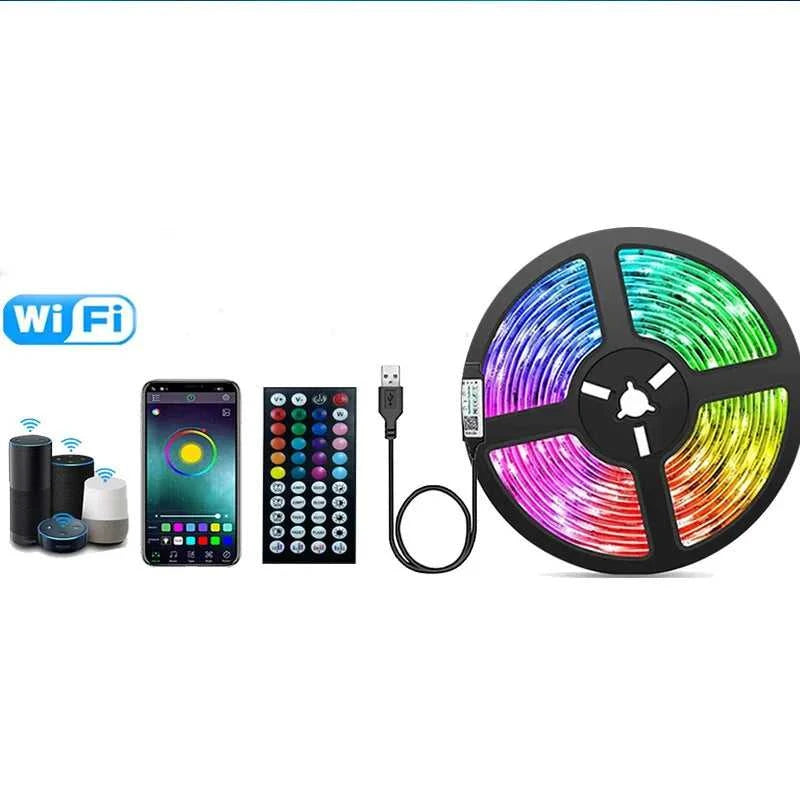 Led Lights For Bedroom Bluetooth Wifi App Remote Control Rgb Led Light Strip 5050 Rgb Usb 5V Led Tape Tv Backlight Room Lighting The jack market .AU The jack market .AU Home $ 52 136:9131324113#WIFI W 44 KEY;380:200746124#4M