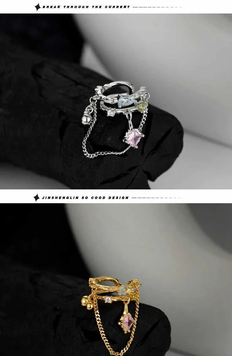 F.I.N.S 1PC Trend S925 Sterling Silver Clip Earrings without Ear Hole Layered Bead Ball Square Zircon Chain Pendants Earcuff The jack market .AU The jack market .AU Jewellery & Chains $ 108 200001034:5740#1PC Gold E5224