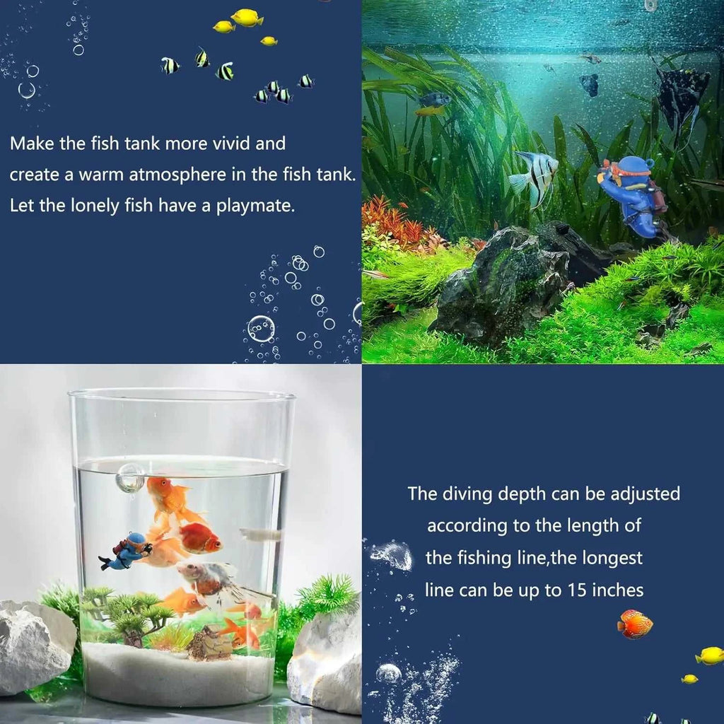 Fish Tank Decoration Creative Floating Diver Ornaments Set Blue Guy Figurines for Underwater Scenery Bottom Aquarium Decor The jack market .AU The jack market .AU Fishing Gear $ 21 14:496#J