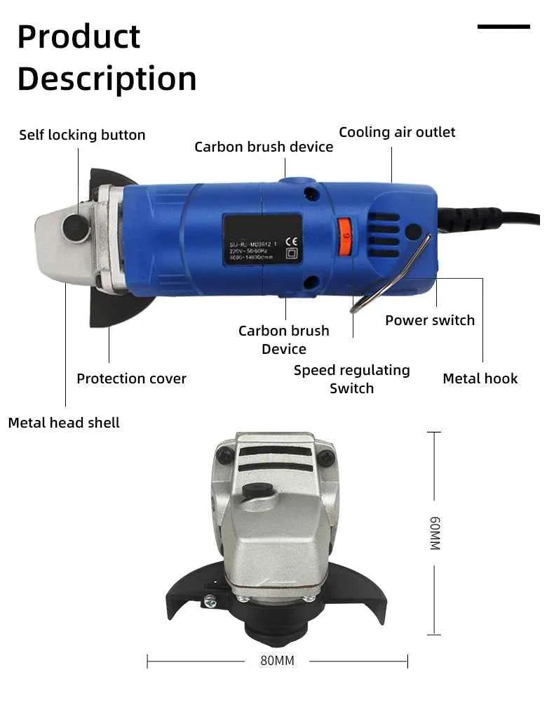 Brand Name Mini Electric Angle Grinder - Versatile 110V/220V, 6 Speed Settings for Precision Cutting, Polishing & Grinding