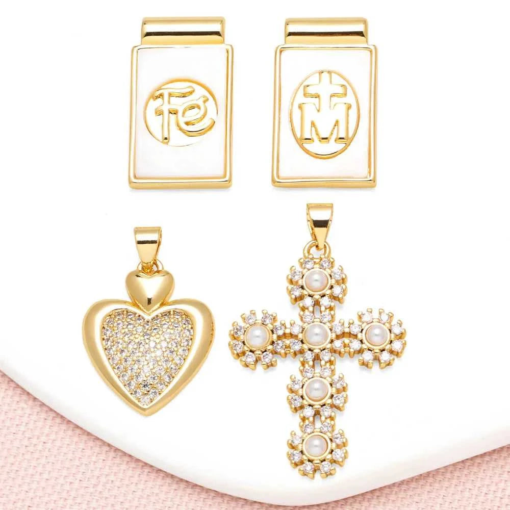 OCESRIO White Crystal Heart Beads Cross Pendant for Necklace Copper Gold Plated shell FE Jewelry Making Supplies pdtb218 The jack market .AU The jack market .AU Jewellery & Chains $ 51 200001033:361188#D nkeb181