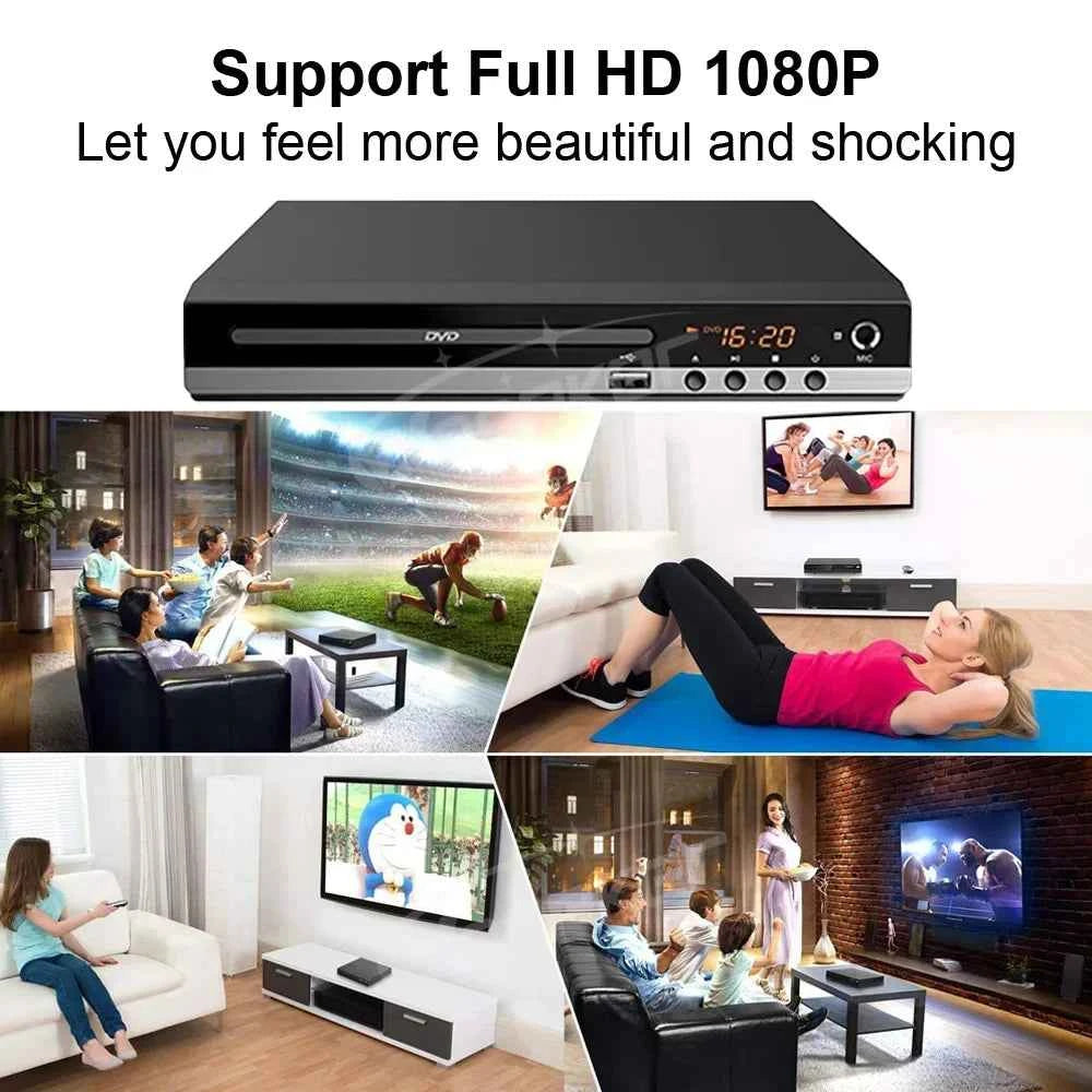 Woopker B29 HD 1080p  CD/EVD/VCD DVD Player with AV and HD Outputs  Home Digital Media Player with USB and Microphone Ports