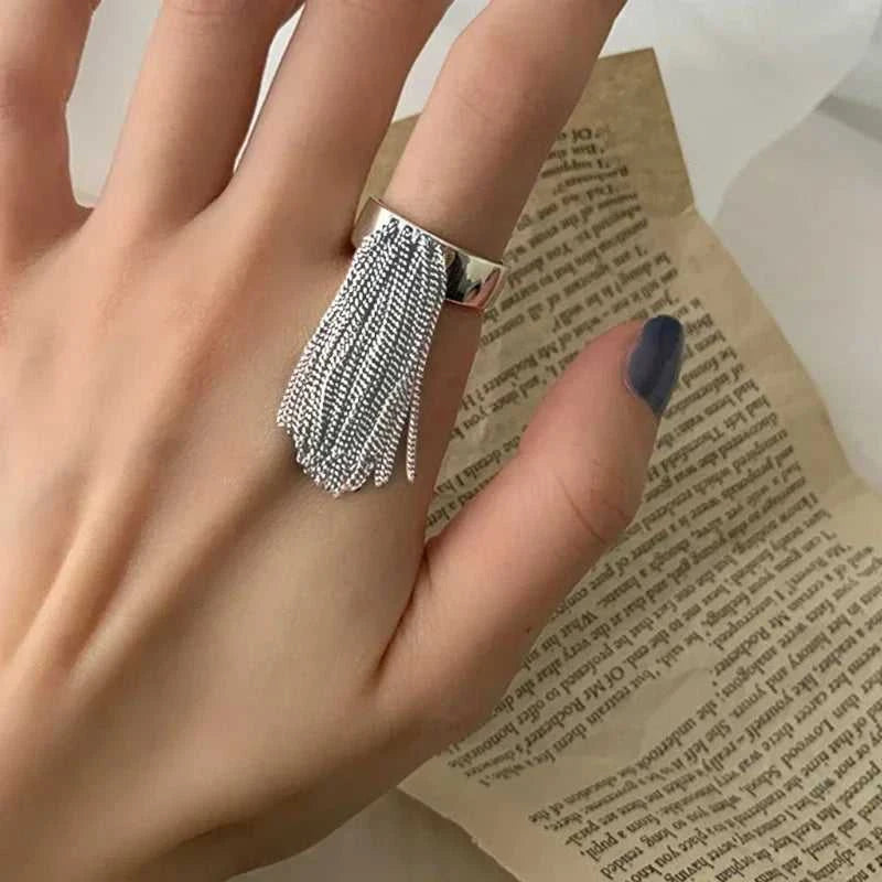 Vintage Stainless Steel Tassel Chain Ring for Women Trendy Elegant Charm Creative Unique Design Personality Ring Party Jewelry The jack market .AU The jack market .AU Jewellery & Chains $ 51 200000783:350853