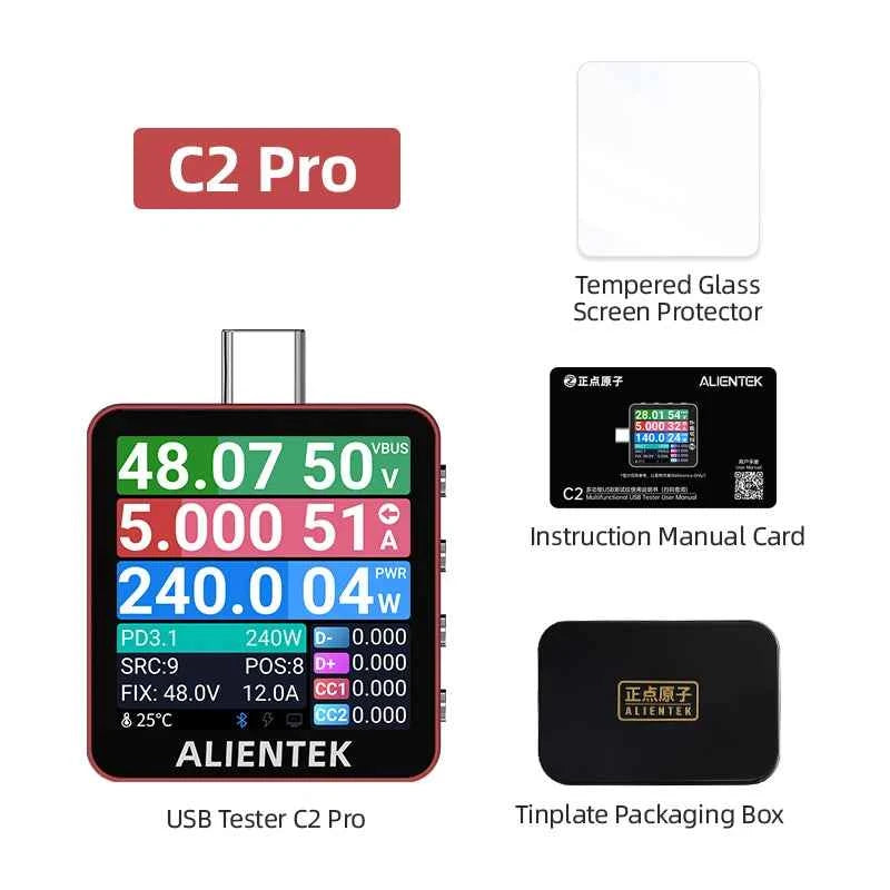 ALIENTEK USB Tester C2 Digital Voltmeter Charging Power Detector PD3.2 Battery Tester Fast Charge Detection Trigger