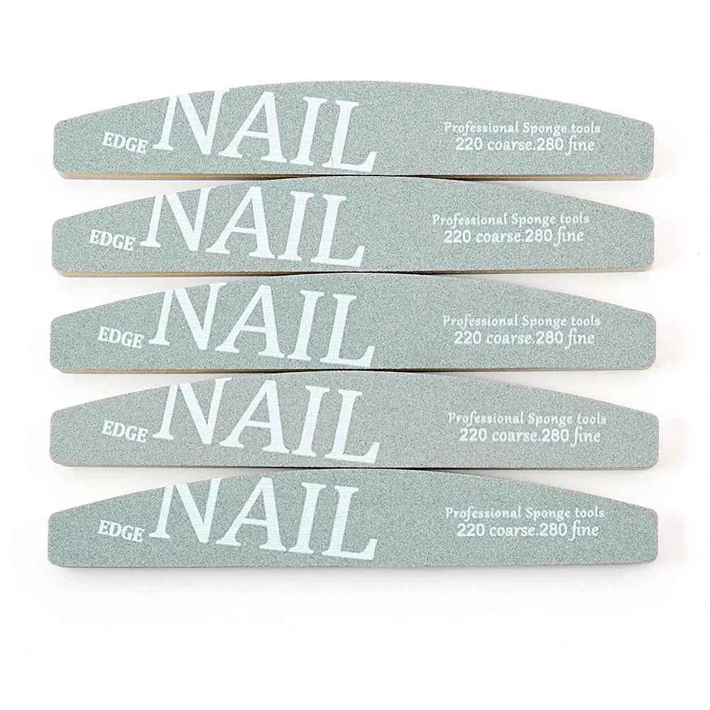 5/10 Sponge Block Nail Art File 220/280 Grit Green/Grey Halfmoon Lime a Ongle Buffer Nail Supplies Professional Manicure Tools