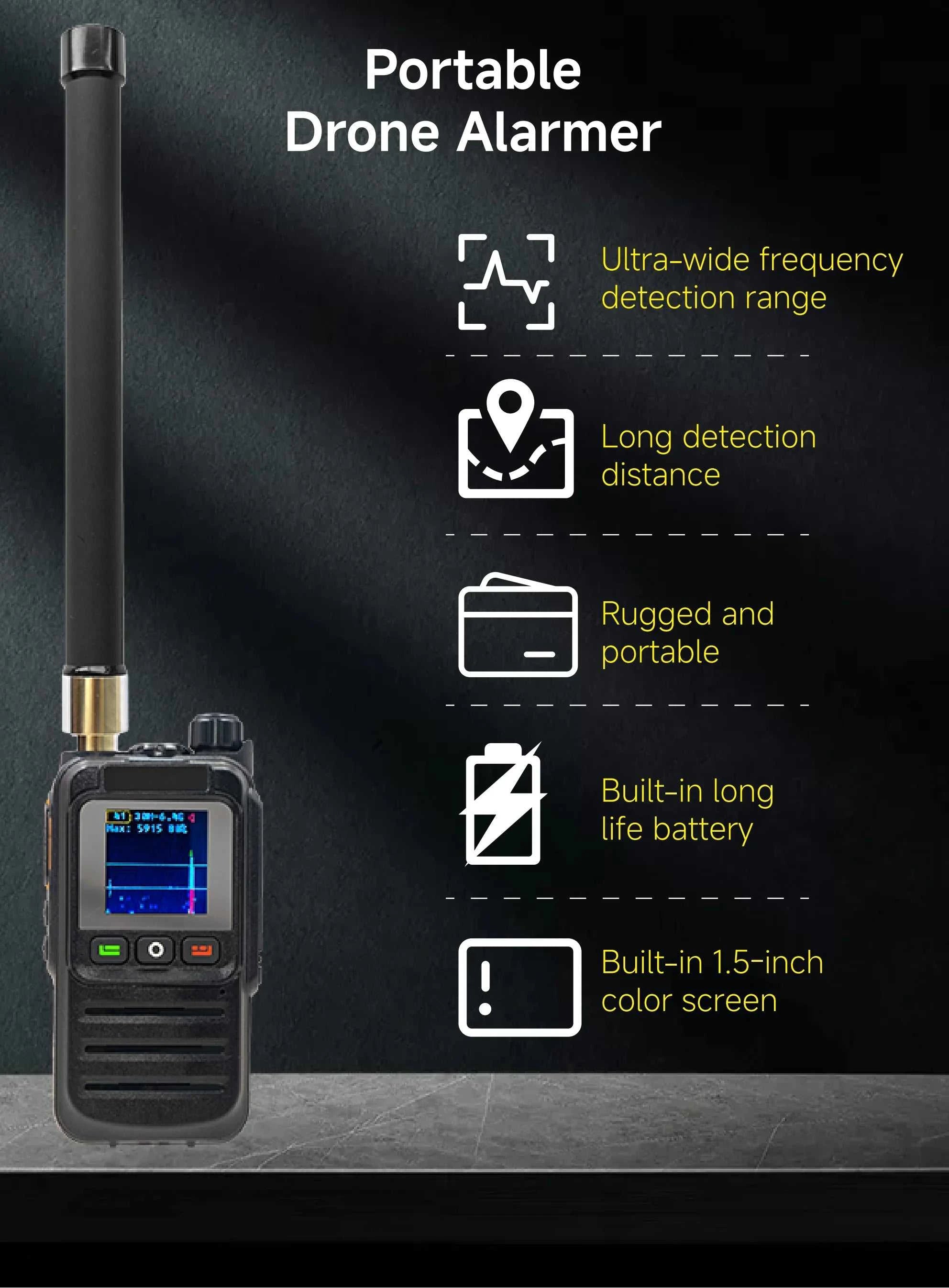 1-2km Drone Warning Equipment with 30-6400MHz Broadband Detection Supporting FPV Drone for DJI Road Communication The jack market .AU The jack market .AU Drones $ 886 14:193