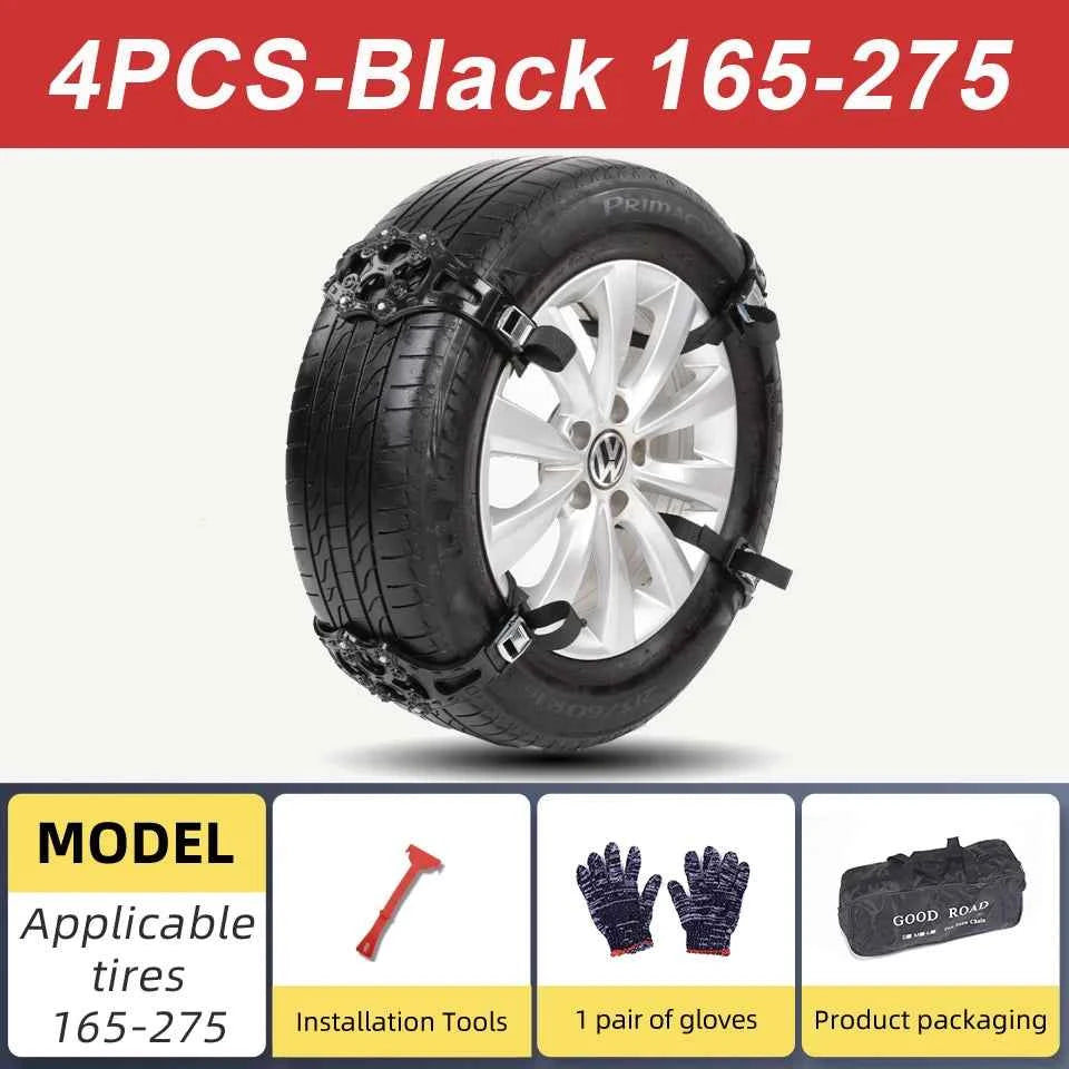 Car Snow Chains Universal Easy Install Tire Anti-Slip Chains for SUV Sedan Ice Snow Muddy Road Durable Emergency Traction Chains