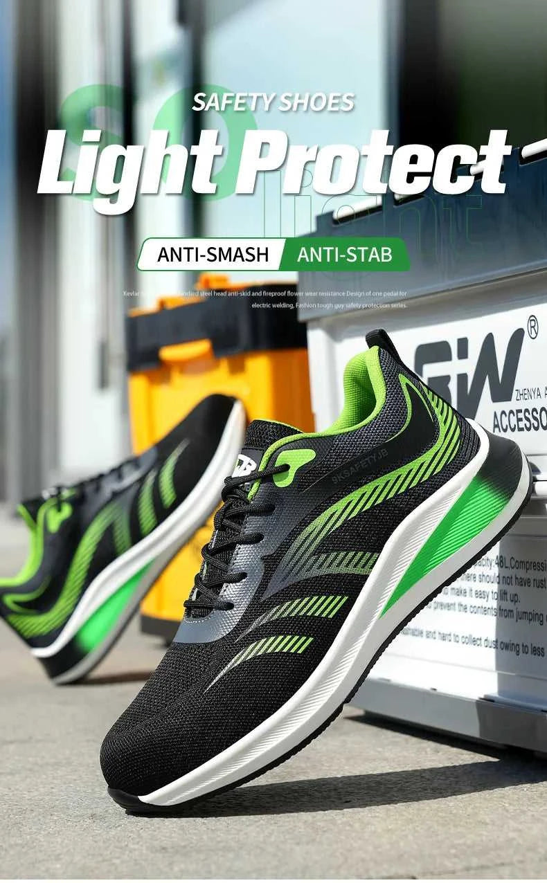 New 2024 Fashion Men Safety Shoes Steel Toe Sneakers Lightweight Anti-smash Anti-puncture Man Breathable Work Safety Boots The jack market .AU The jack market .AU Step Up Your Style: Trendy Shoes for Every Occasion! $ 98 14:175#Green;200000124:200000338
