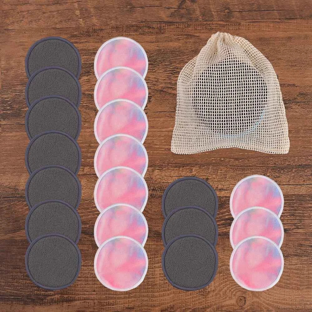 20Piece/Pack Makeup Remover Pads Washable Rounds Cleaning Cotton Reusable Facial Make Up Removal Pads Tool Matching Mesh Bag