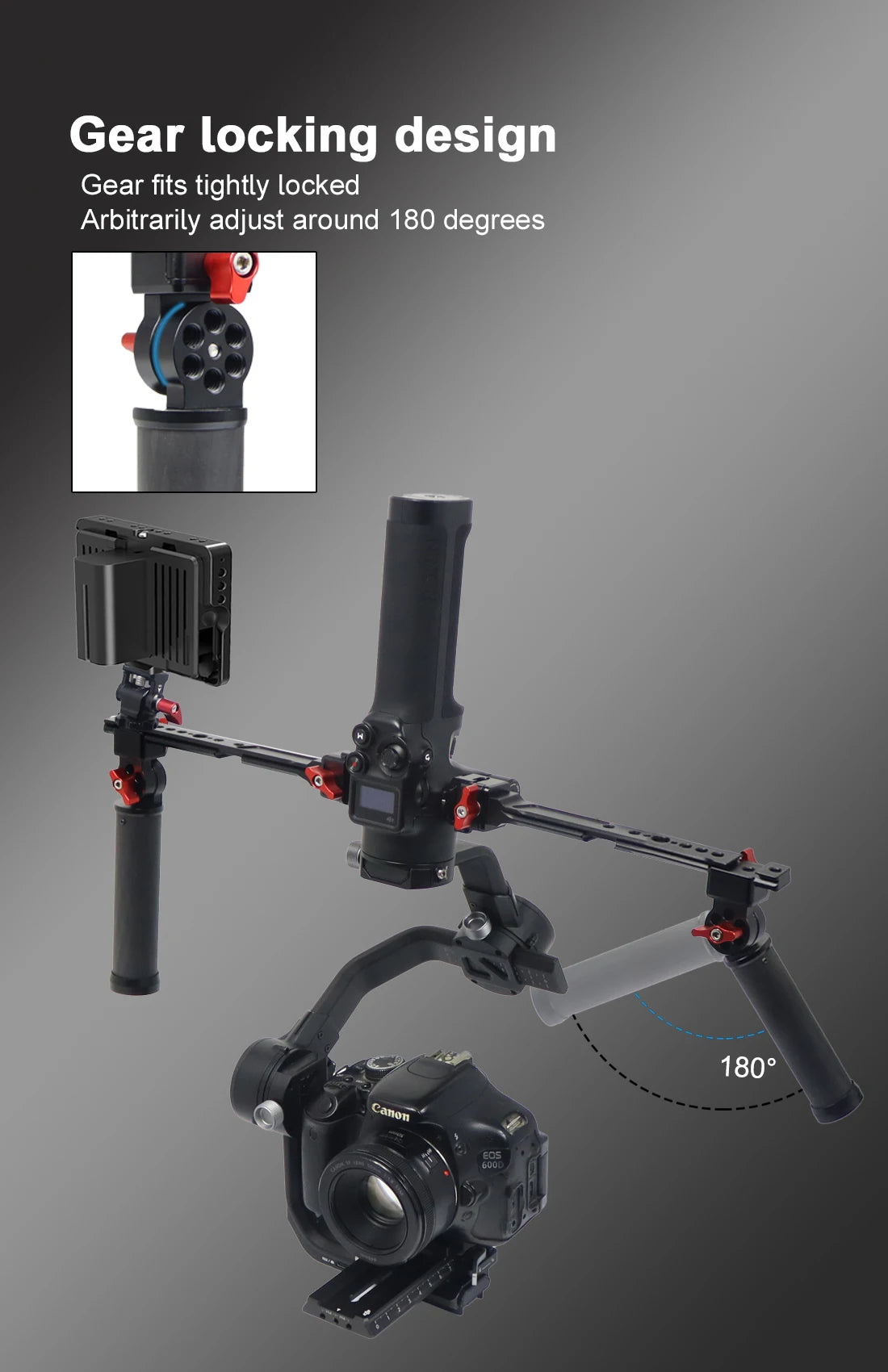 Carbon Fiber L Bracket Handle Grip Foldable Cold Shoe Mount Clamp for DJI Ronin RS3 RS4 Mini RS2 RSC2 Handheld Gimbal Stabilizer