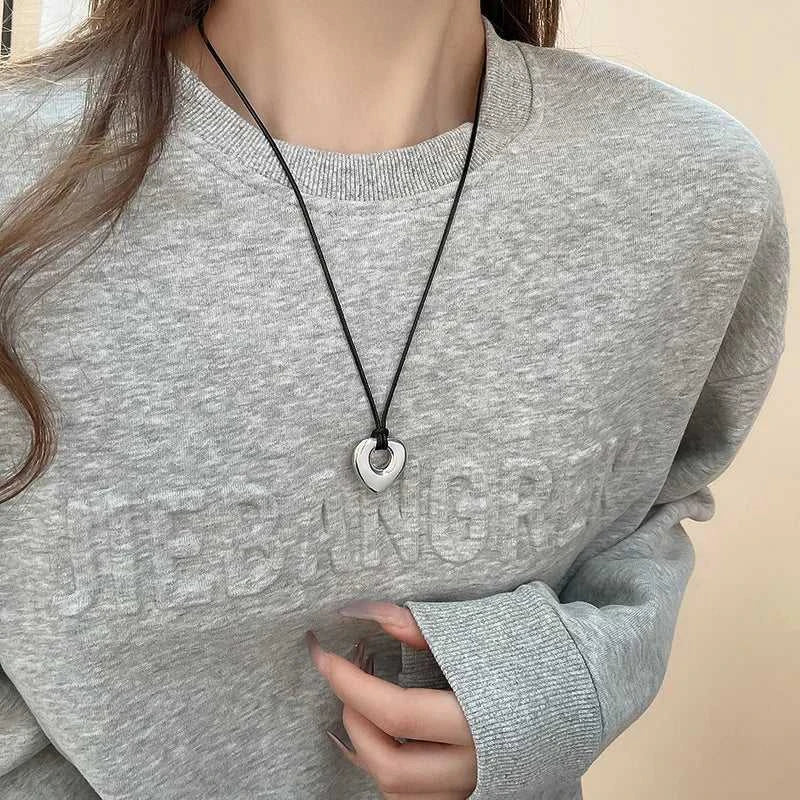 Fashion Spiral Heart-Shaped Pendant Necklace for Women Adjustable Long Black Wax Rope Clavicle Chain Charm Couple Birthday Gift The jack market .AU The jack market .AU Jewellery & Chains $ 48 200001033:200003757#5