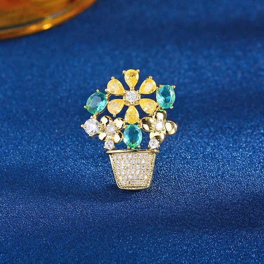 Delicate Zirconia Flower Brooches Elegant Multicolor Crystal Vase Beautiful Flowers Collar Pin Jewelry Gift Accessories Corsage The jack market .AU The jack market .AU Jewellery & Chains $ 52 200001033:347#XZ27