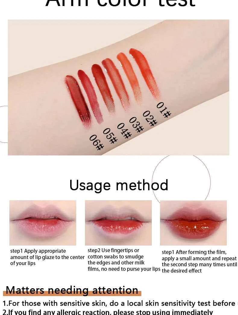 Aqua Mirror Lip Glaze Moisturizing Non Sticky Easy To Color Fast Film Long Lasting Full Lips Must Have For Beginners And Student