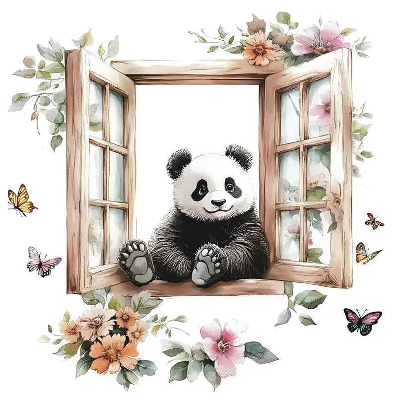 Panda Flower Butterfly Wall Sticker For Kids Room Background Deco Wallpaper Bedroom Home Decoration Self-adhesive Cartoon Decals The jack market .AU The jack market .AU Home $ 22 <none>