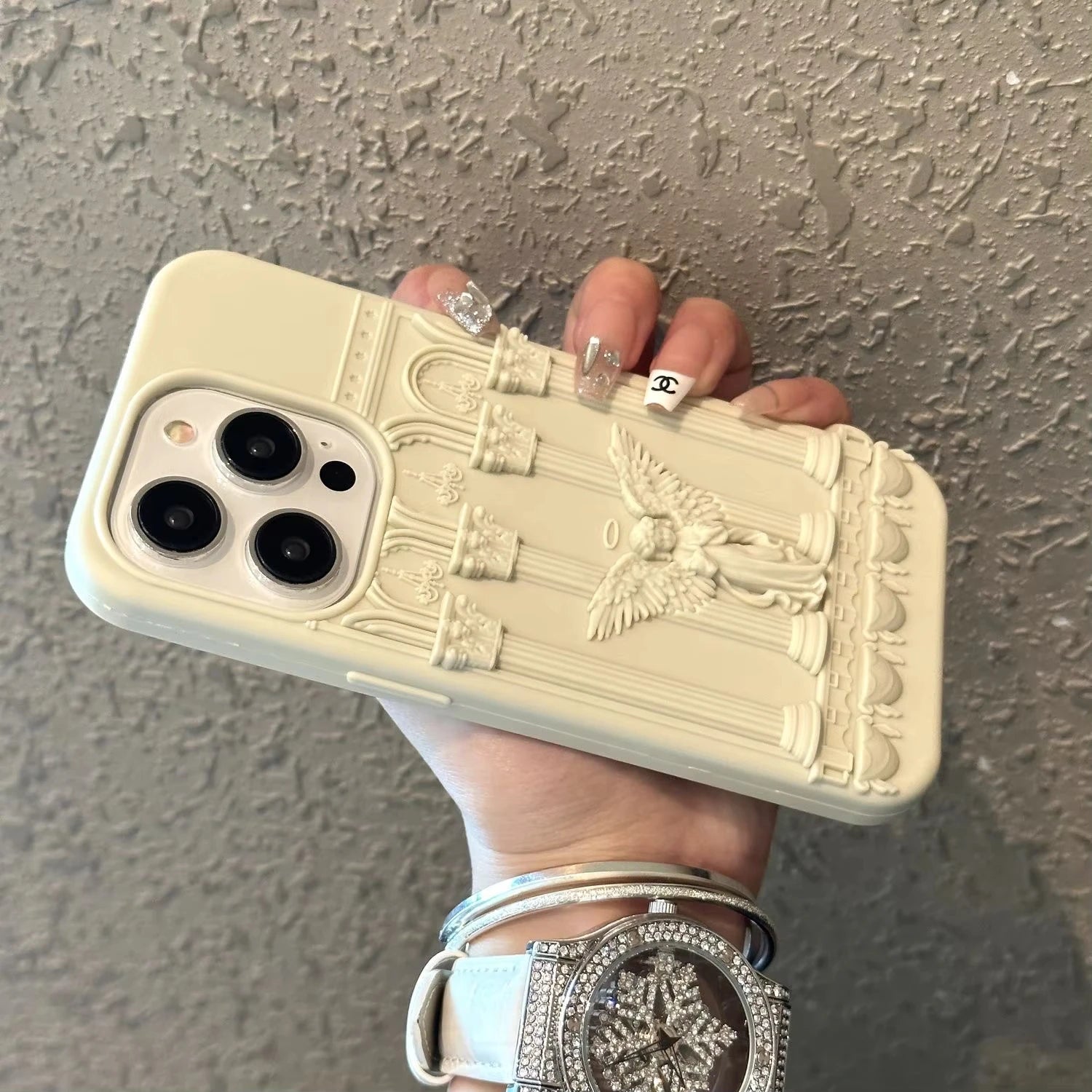 Retro Artwork 3D Angel Statue Phone Case For Iphone 16 15 14 13 12 Pro Max Literature Trendy Silicone Shockproof Soft Back Cover