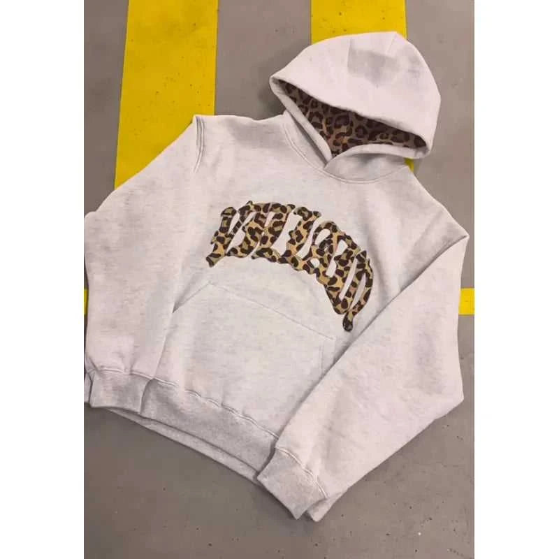 2025 European and American new trendy high street leopard print loose hooded sweatshirt casual stacking sweatpants The jack market .AU The jack market .AU Men Fashion $ 48 14:691#Pant;5:100014065
