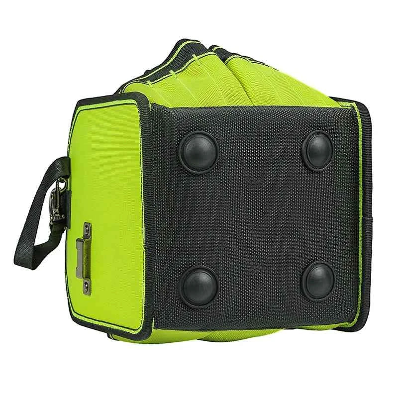 35 pockers & loops Tool Tote with Handle for Easy Tool Access, Water-Resistant Construction, Black/Green