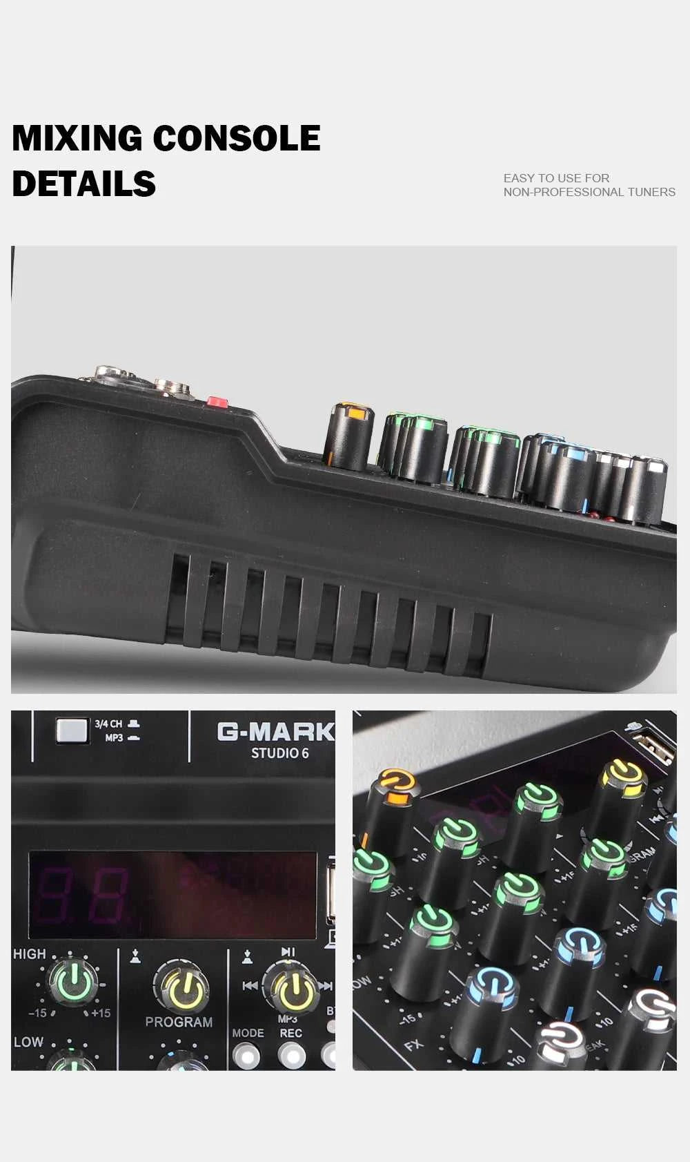 Audio Sound Mixer with Microphone G-MARK Studio 6 Bluetooth Portable DJ Console+48V USB Interface Mixing Boards For Live The jack market .AU The jack market .AU Accessories Electronics $ 115 <none>