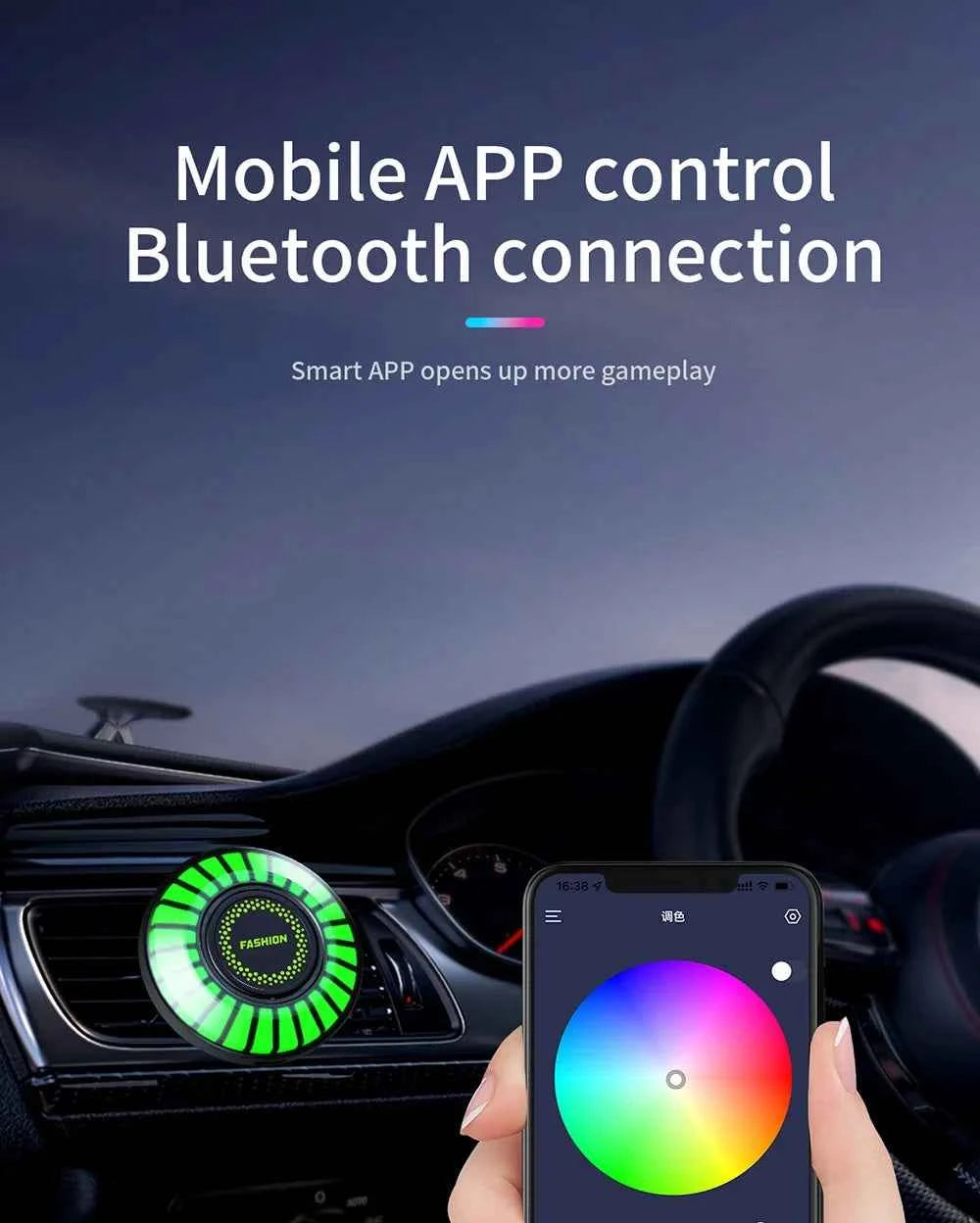 Car Music Rhythm Lamp Air Freshener RGB LED Strip Sound Control Voice Rhythm Atmosphere Light  256 Colors Option App Control