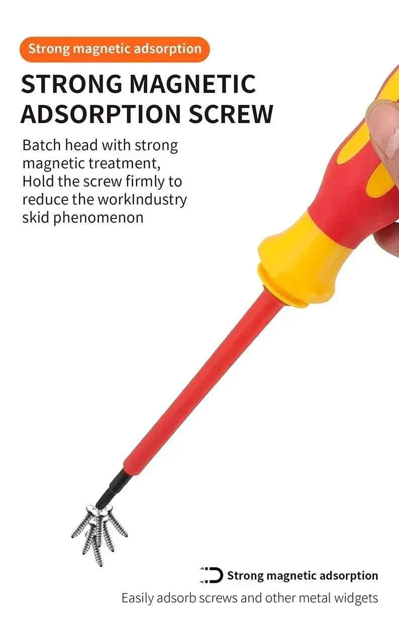 10Pcs Interchangeable Blade VDE Insulated Screwdriver Set with Case Magnetic 500V Home and Professional Use Electricians Tools