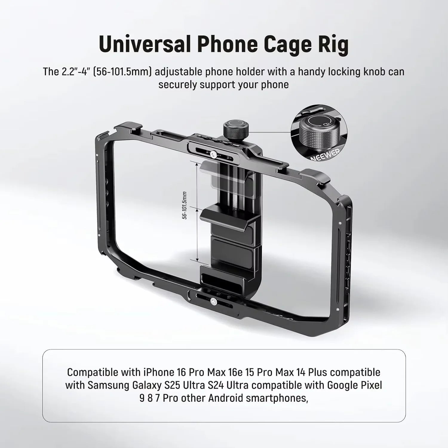 NEEWER Universal Phone Cage, Smartphone Video Rig with Quick Release Mounts Cold Shoes for Videomaker Filmmaking Vlogging