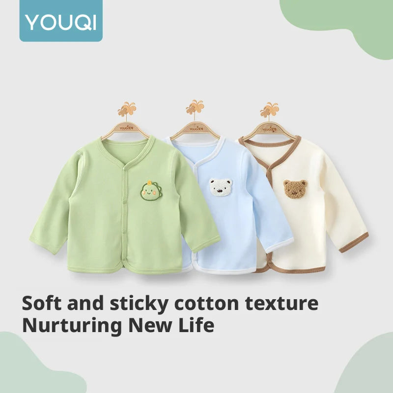 【Youqi】Chinese 0-2 Year Old Baby Cardigan Spring and Autumn Lightweight Infant Coat Long-Sleeve Home and Outdoor Seamless Stylish Autumn Wear
