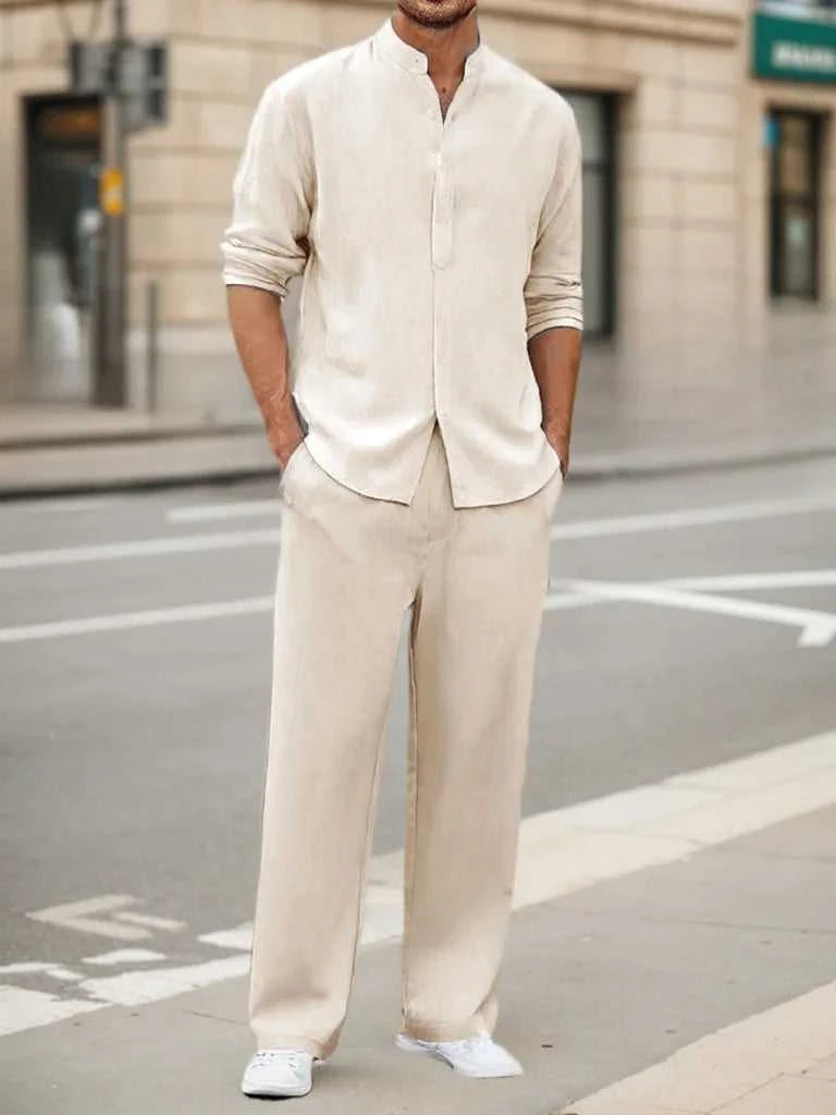 Men's Fall Casual Outfits Solid Color Henley Collar Long Sleeve Tops with Elastic Waist Pants Long Sleeve Pants Shirt Suit The jack market .AU The jack market .AU Men Fashion $ 47 14:193#Black;5:100014064