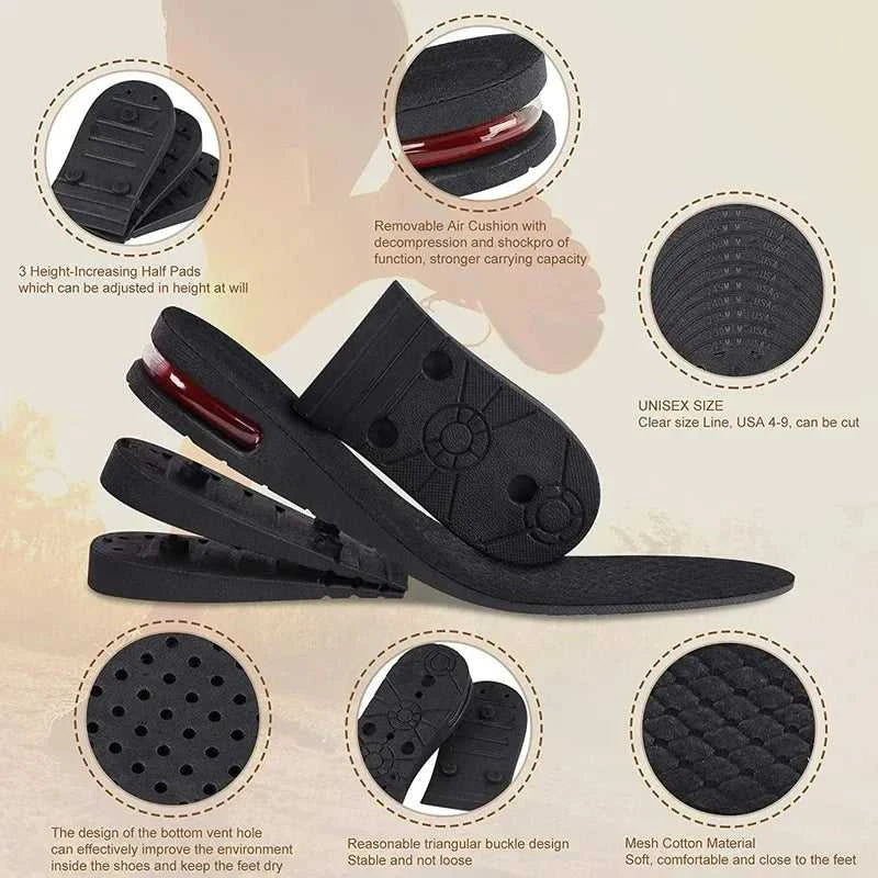 3-9cm Invisible Height Increase Insoles 3 Layer Air Insert Adjustable Cut Heel Insert Men Women Shock Absorbing Growing Sole The jack market .AU The jack market .AU Step Up Your Style: Trendy Shoes for Every Occasion! $ 52 14:691#3CM-Black