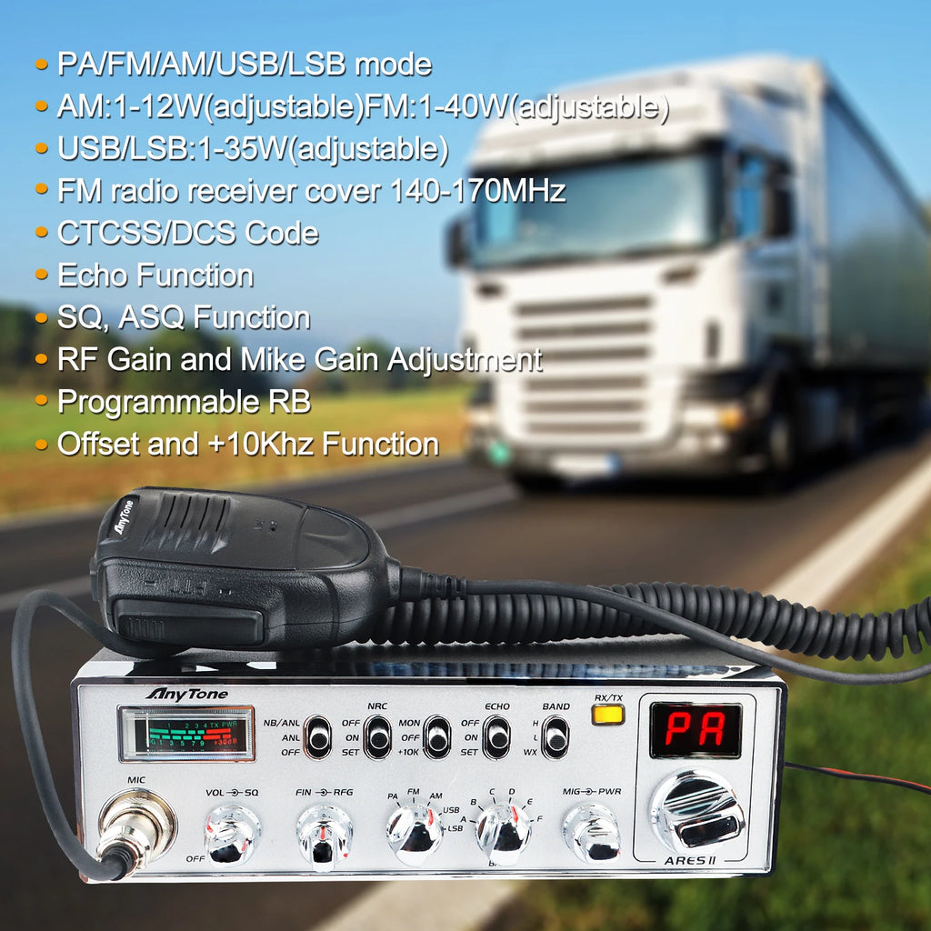 Anytone ARES II 10M SSB Walkie Talkie - 40W AM/FM/USB/LSB - Powerful CB Radio for Clear Communication