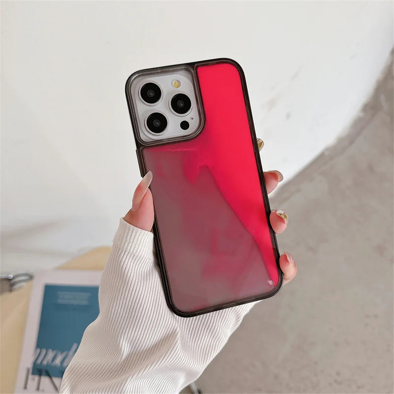 Luminous Quicksand Case for iPhone 15/16/17 Pro Max - Glow-in-the-Dark Luxury Shell with Shiny Sparkles